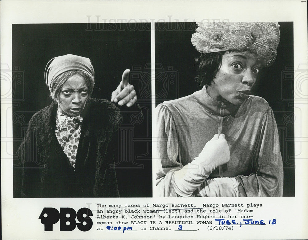 1974 Press Photo Margo Barnett Actress Black Is Beautiful Woman - Historic Images