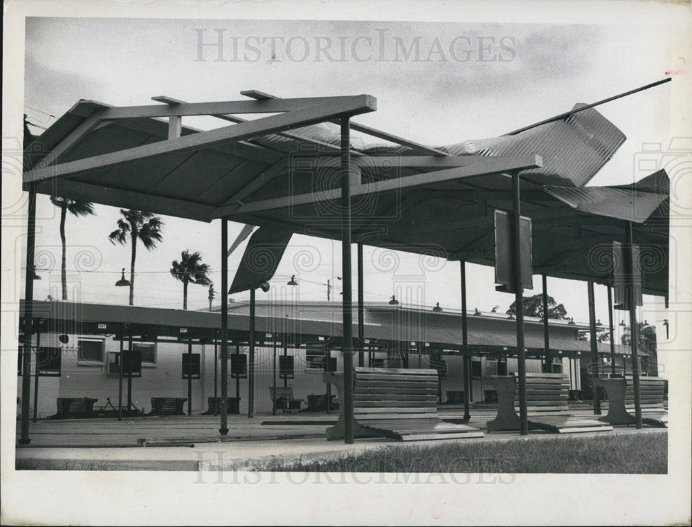 1968 Press Photo Pasadena Shuffleboard Club damaged due to a hurricane - Historic Images