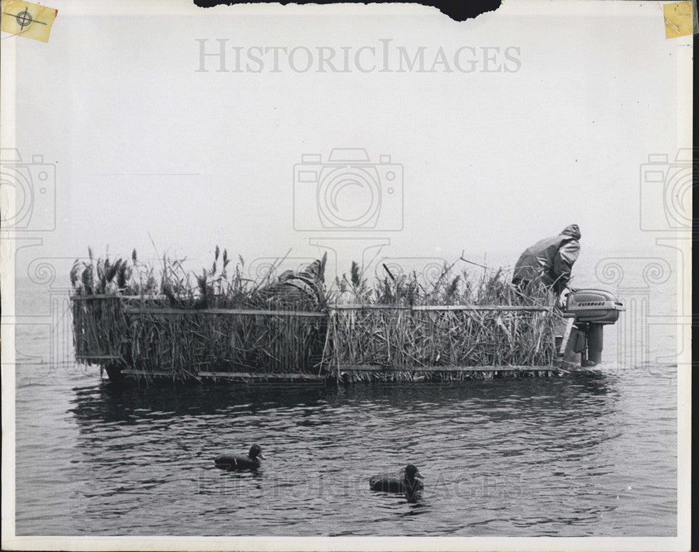 1964 Press Photo Duck Hunting with Motorboat - Historic Images