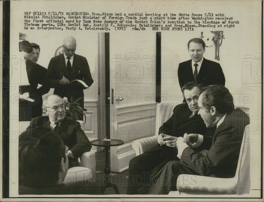 1972 Press Photo President Nixon Nikolai Patolichev Soviet Minister Foreign - Historic Images