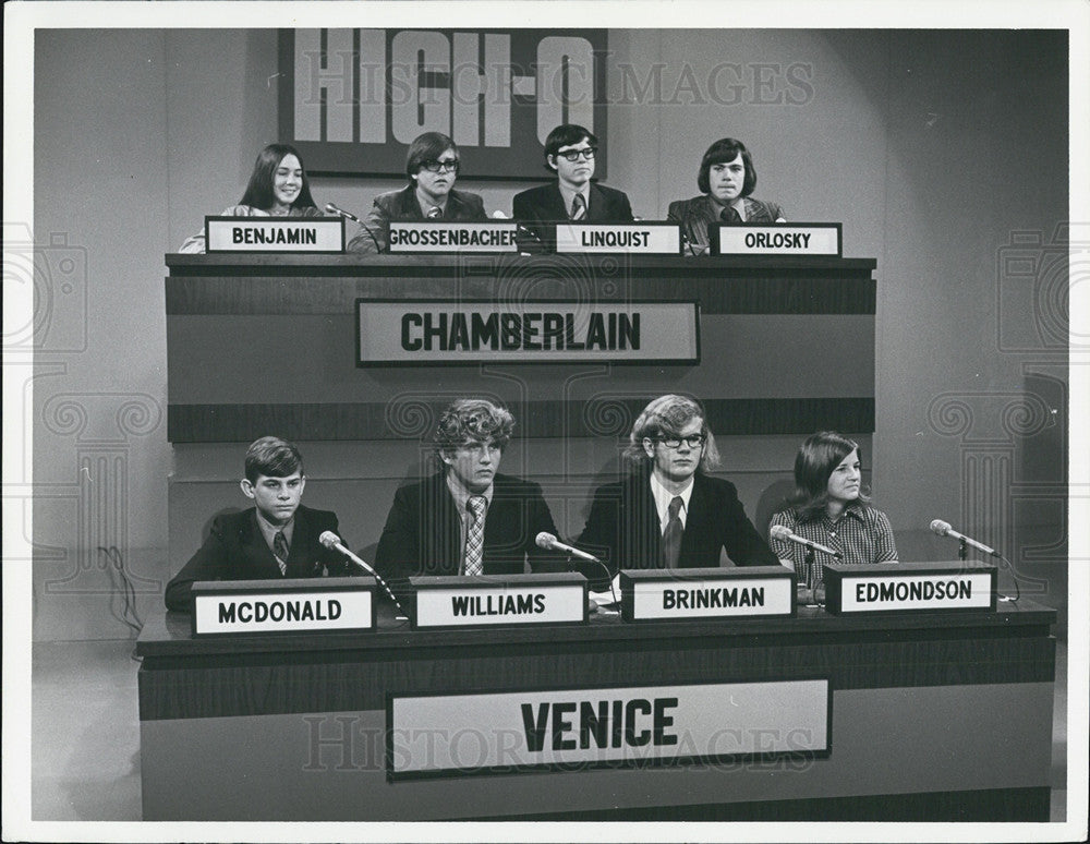 1972 Press Photo Chamberlain High Competes With Venice High On TV&#39;s High-Q - Historic Images