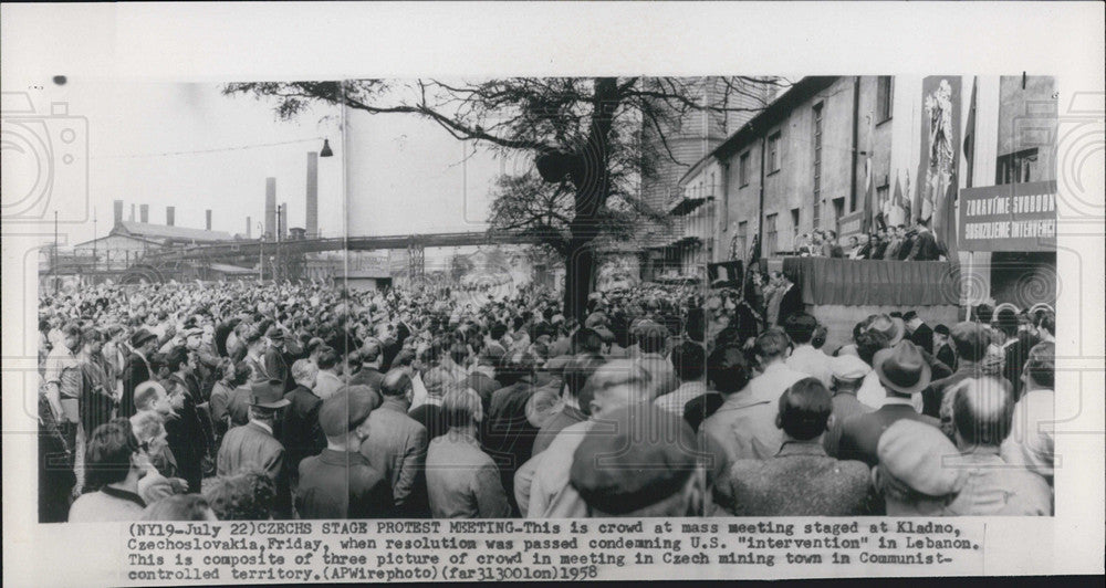 1958 Press Photo Czechs Stage Protest at Kladac Czechoslovakia - Historic Images