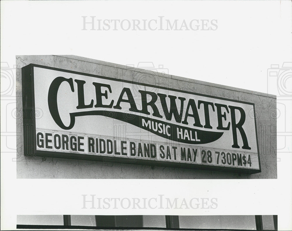 1983 Press Photo of sign at Clearwater Music Hall, home of Rainbow Garage Prod. - Historic Images