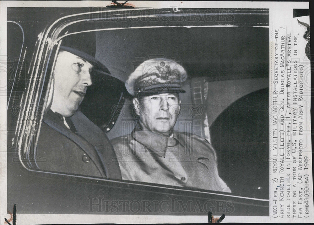 1949 Press Photo Kenneth Royall Secretary Army General Douglas MacArthur Tokyo - Historic Images