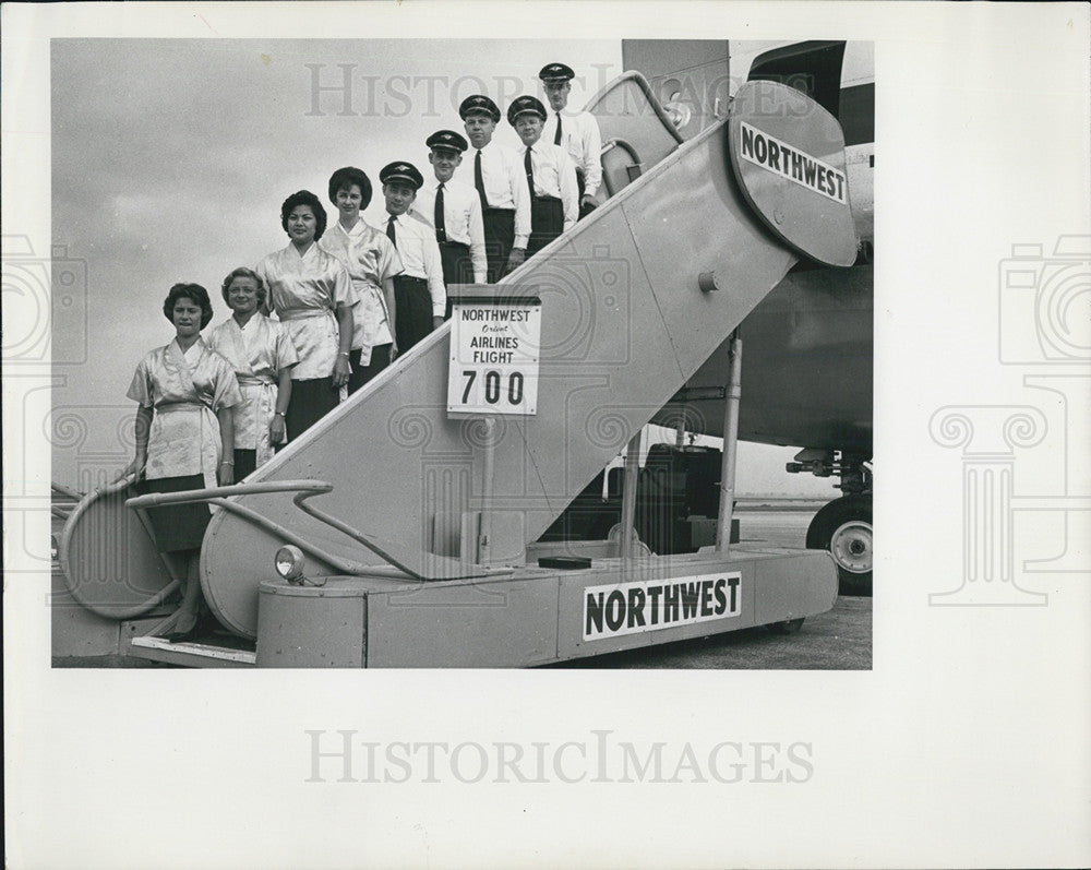 1961 Press Photo Northwest Airlines First Landing St. Pete-Clearwater Airport - Historic Images