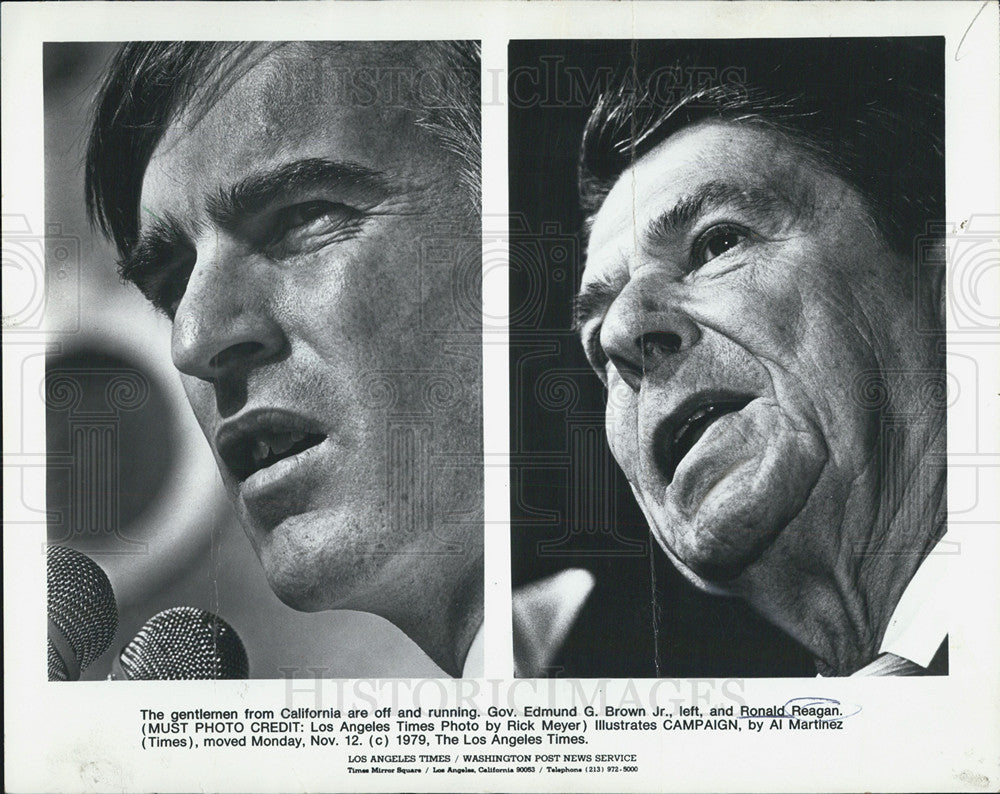 1979 Press Photo California Gubernatorial Candidates Ronald Reagan Gov. Brown - Historic Images