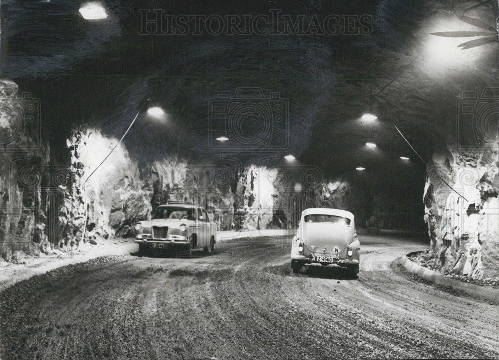 1963 Press Photo Spiral Road Inside a Hill at Drammen, Norway - Historic Images