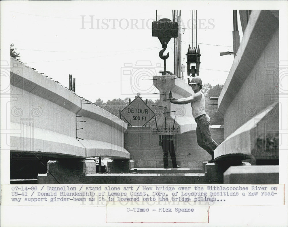 1986 Press Photo New bridge over Withlacoochee River Florida - Historic Images