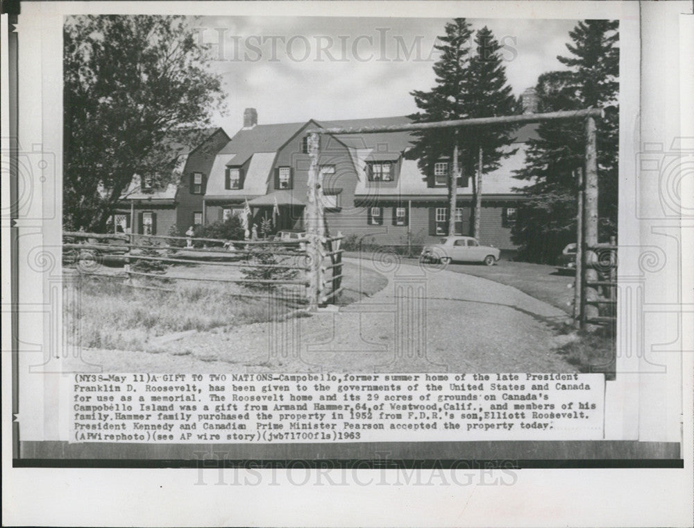 1963 Press Photo Campobello Former Summer Home Late President Franklin Roosevelt - Historic Images