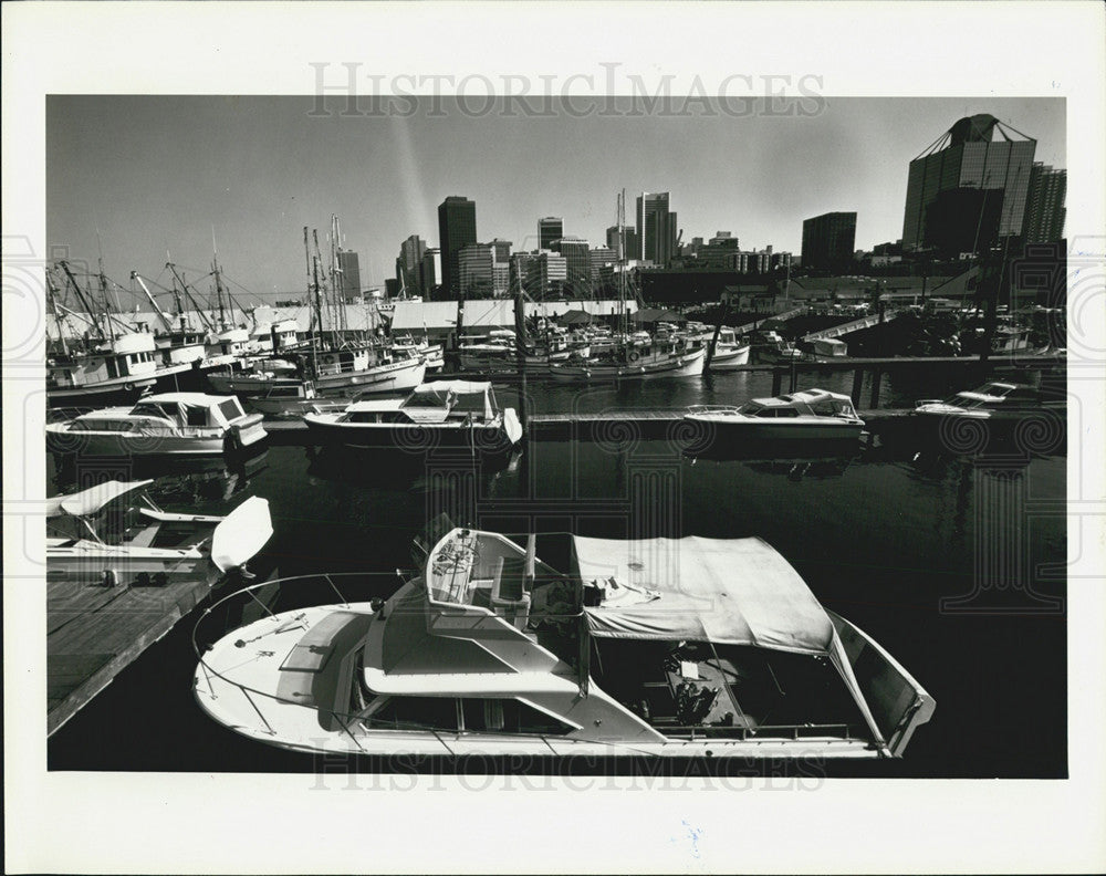 Press Photo Yacht Parking, British Columbia, Vancouver Canada - Historic Images