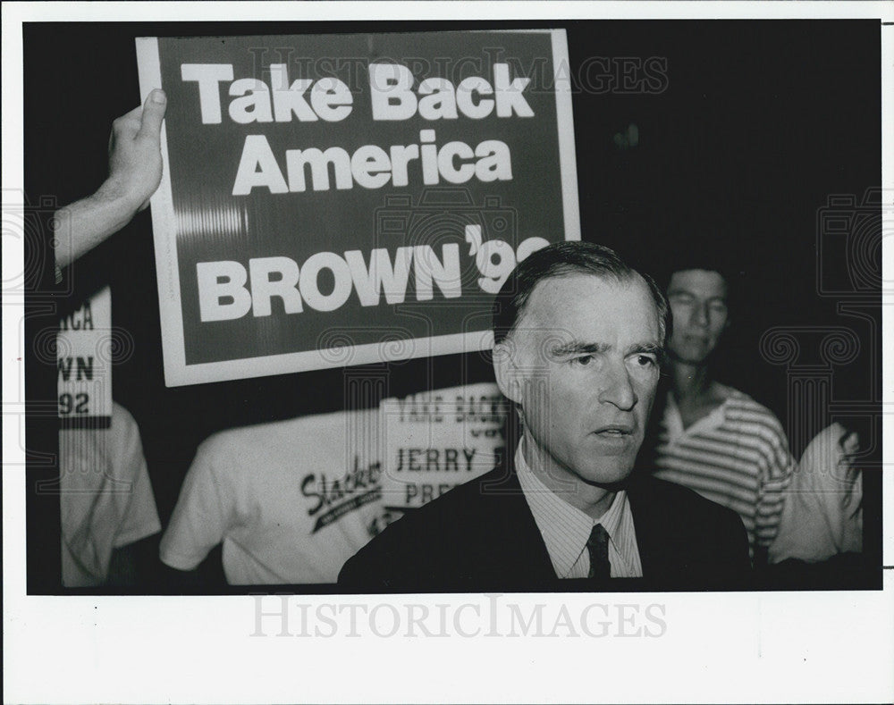 1992 Press Photo Jerry Brown Democrat Candidate Nominee President Tampa - Historic Images