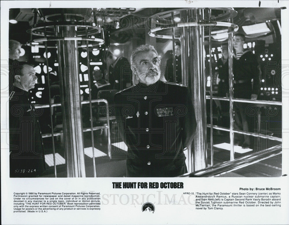 1990 Press Photo Sean Connery Sam Neill Actors Hunt Red October - Historic Images