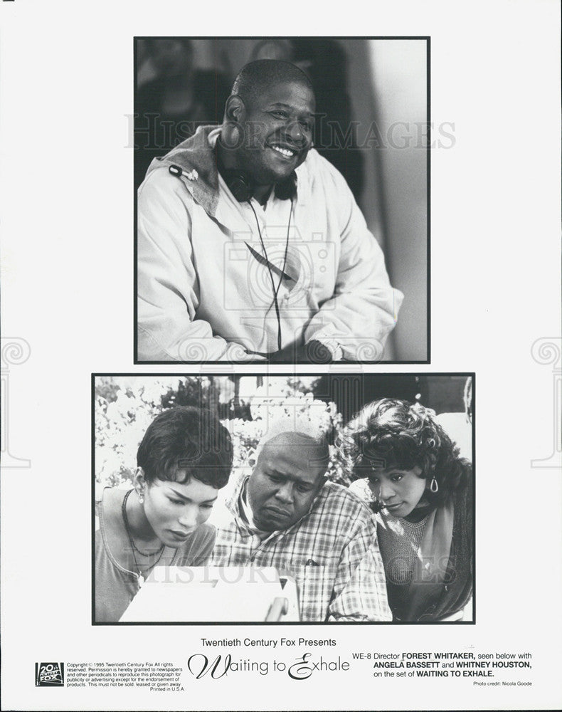 1995 Press Photo Director Forest Whitaker, Angela Bassett and Whitney Houston - Historic Images