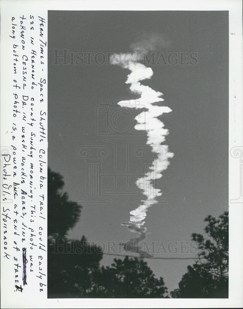 1986 Press Photo Space Shuttle Columbia Flight # 7 Launch - Historic Images