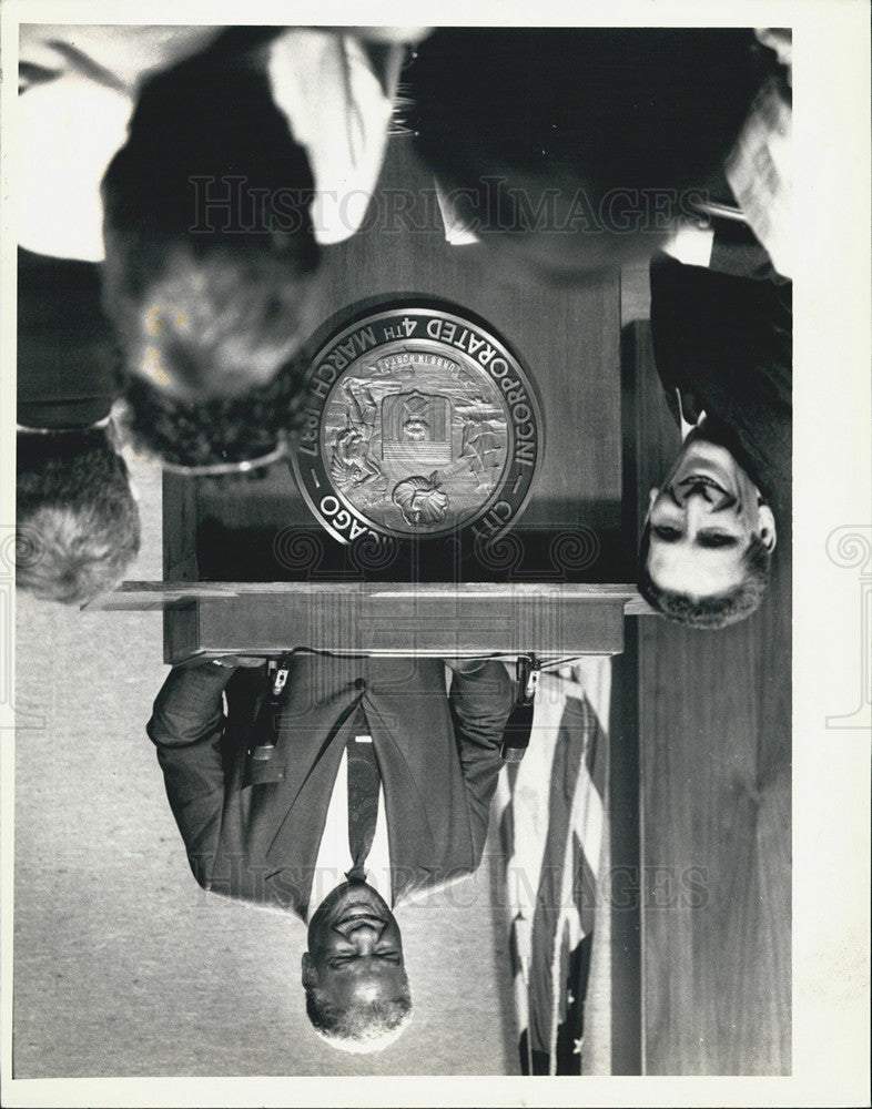 1987 Press Photo Mayor Harold Washington Post-Victory Press Conference - Historic Images