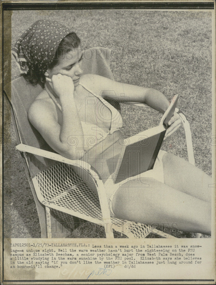 1973 Press Photo Elizabeth Beecham Senior Psychology major from Florida state - Historic Images