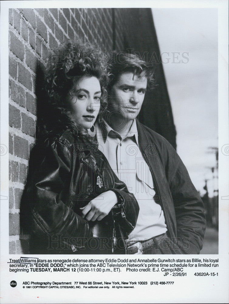 1991 Press Photo Treat Williams and Annabelle Gurwitch star in &quot;Eddie Dodd&quot; - Historic Images