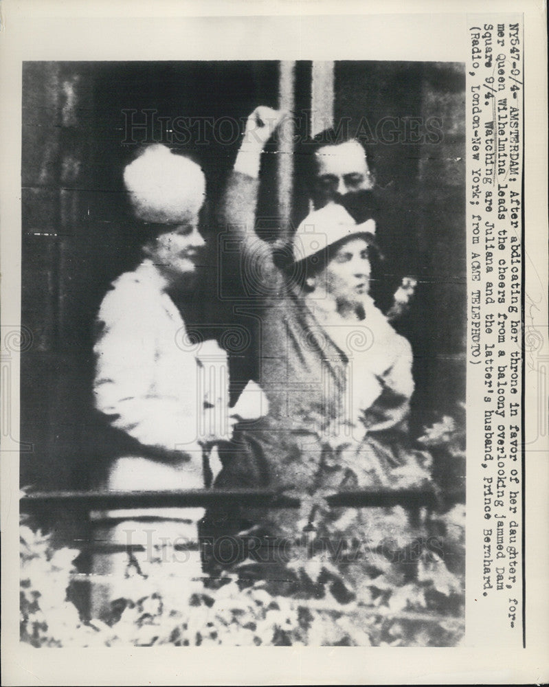 1948 Press Photo Former Queen Wilhelmina with Daughter Juliana &amp; Prince Bernard - Historic Images