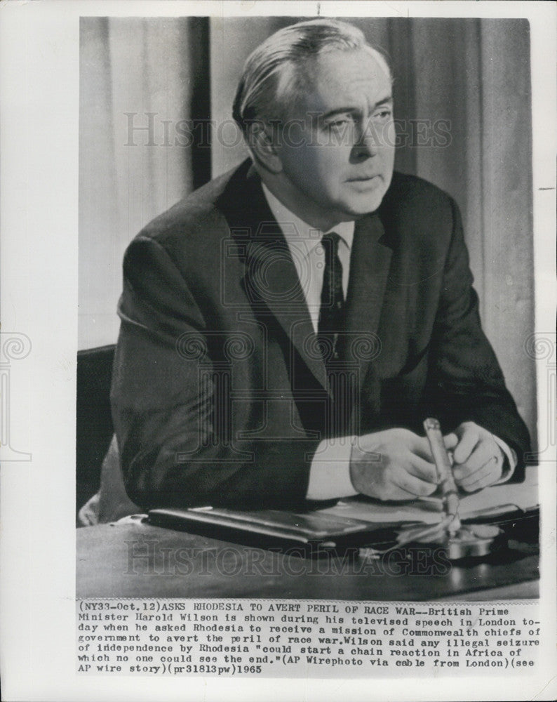 1965 Press Photo Former British Prime Minister Harold Wilson - Historic Images