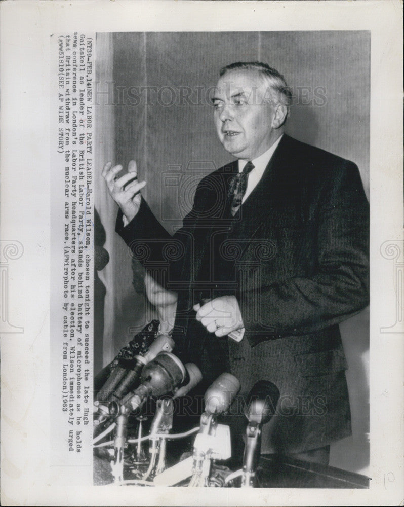 1963 Press Photo Labor Party Leader Harold Wilson - Historic Images