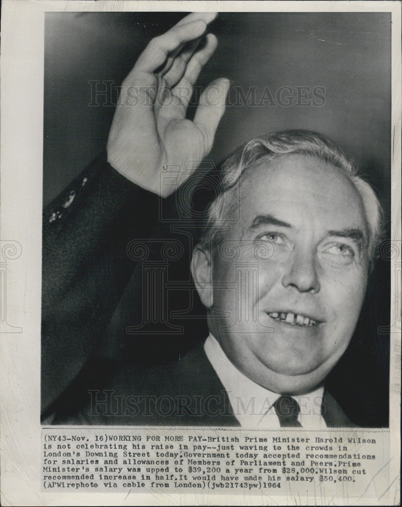 1964 Press Photo British Prime Minister Harold Wilson - Historic Images