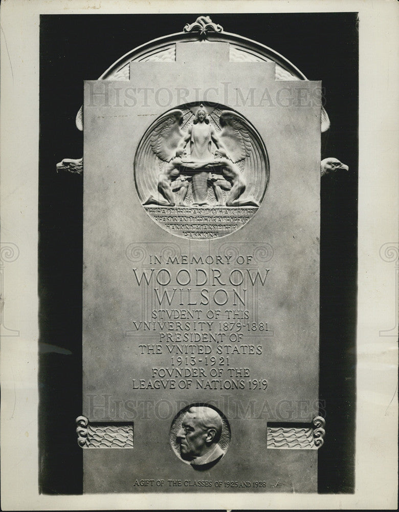 Press Photo Wartime President Woodrow Wilson Memorial Tablet - Historic Images