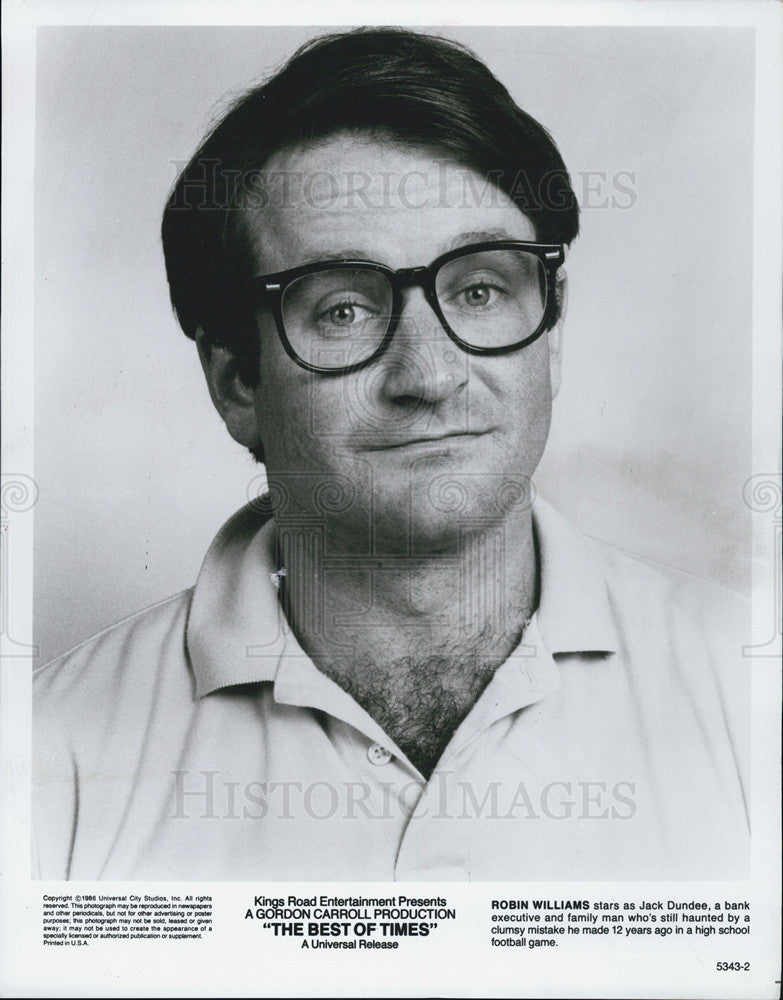 1986 Press Photo Robin Williams Best Times - Historic Images