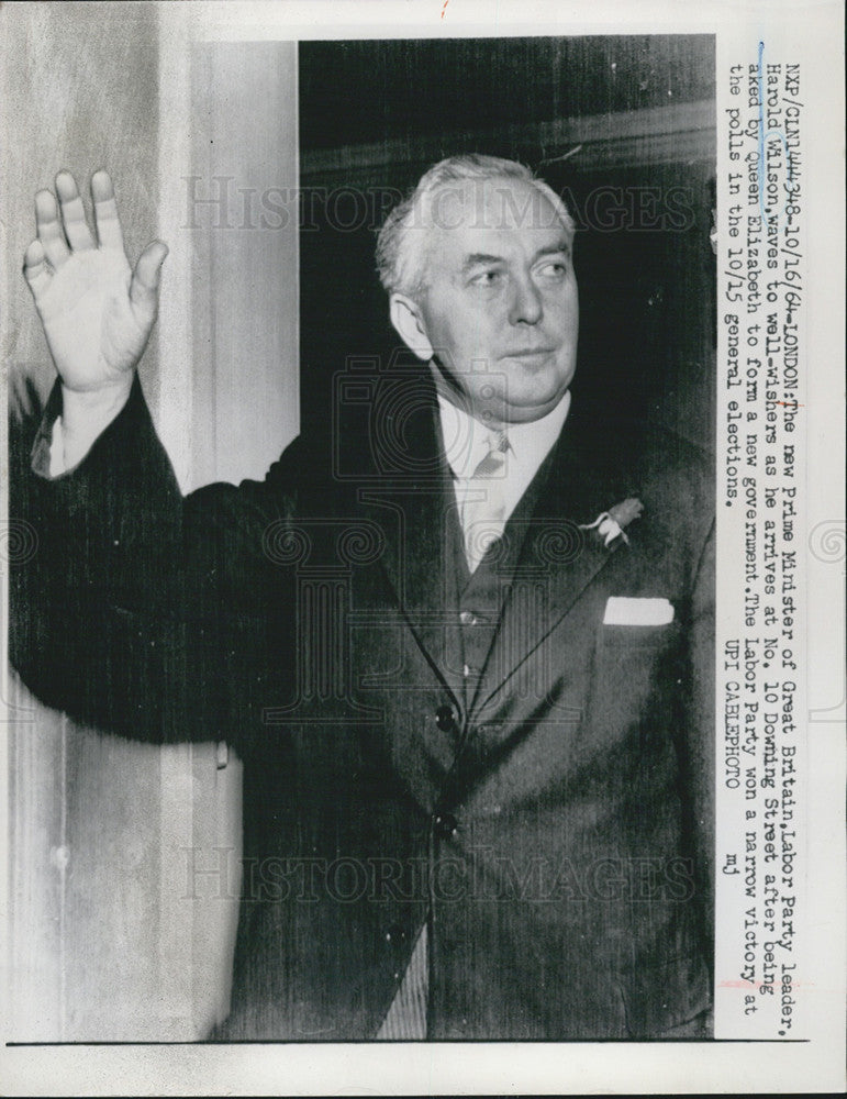 1964 Press Photo Prime Minister Great Britain Harold Wilson - Historic Images