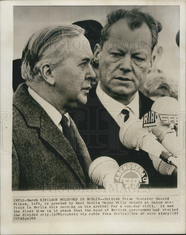 1965 Press Photo British Prime Minister Harold Wilson - Historic Images