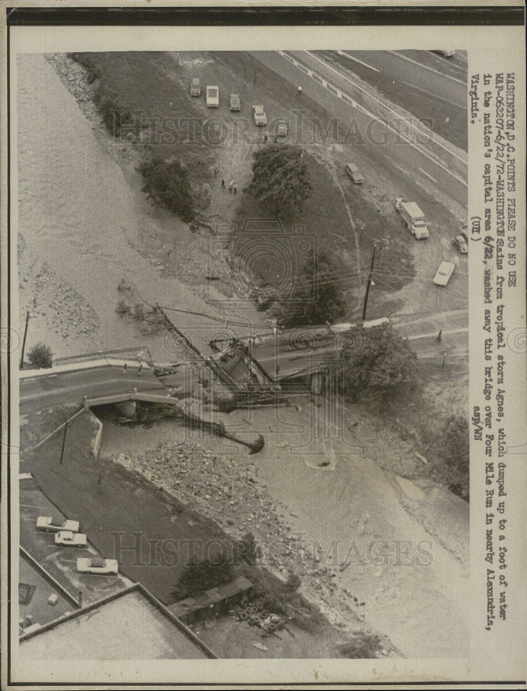 1972 Press Photo Washington D.C. Tropical Storm Agnes Damage - Historic Images