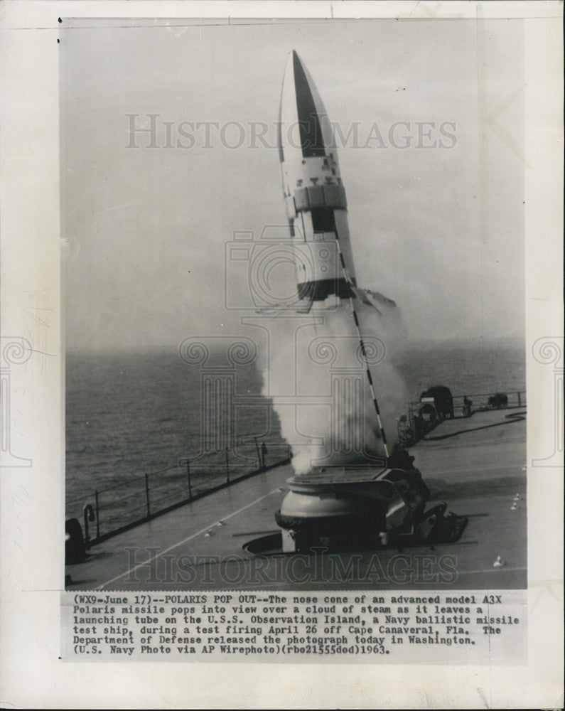 1963 Press Photo Test Firing Remohe Rocket Model A3X In Flight - Historic Images