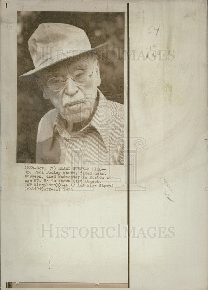 1973 Press Photo Dr. Paul Dudley White, famed heart surgeon - Historic Images