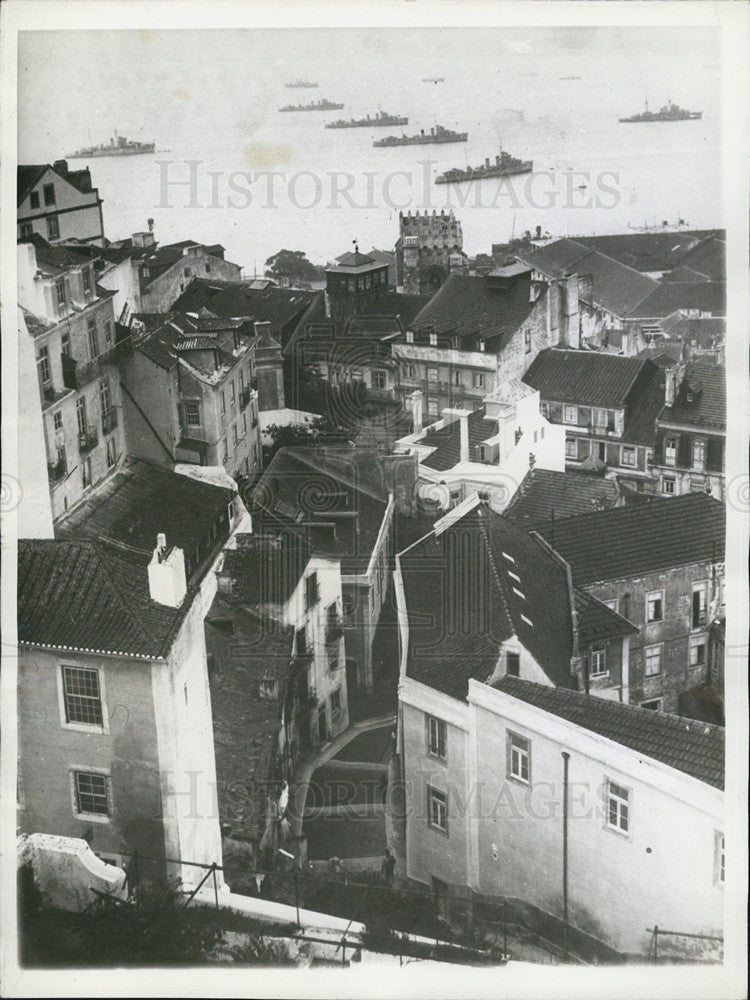 1941 Press Photo Portuguese Warships Harbor Libson Portugal - Historic Images