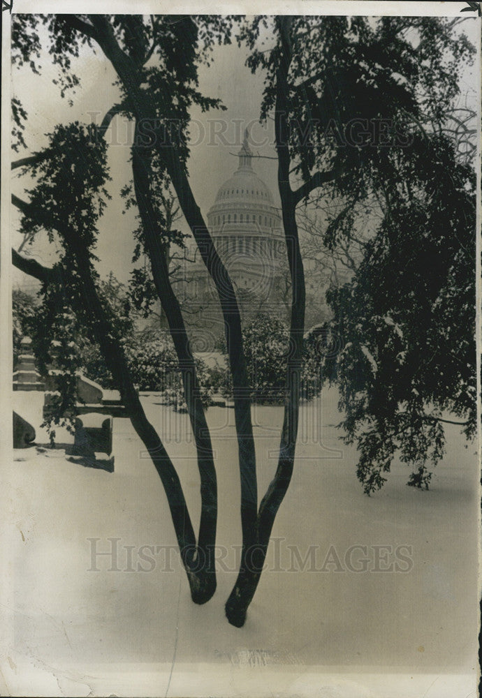 1962 Press Photo Five Inches Snow Capital Washington D.C. - Historic Images