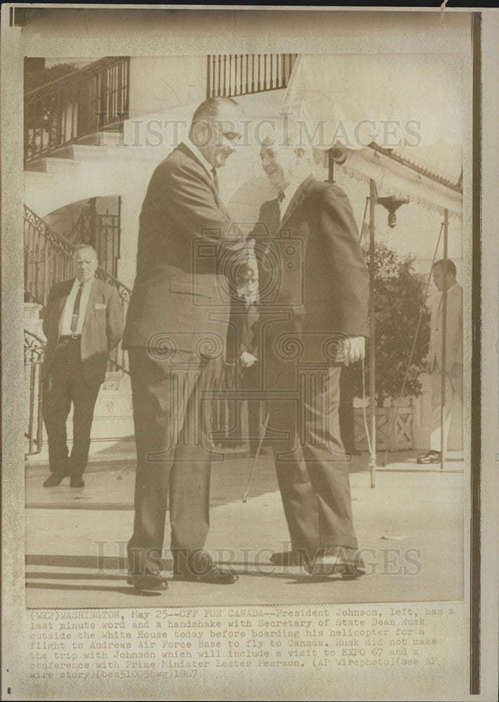 1967 Press Photo President Lyndon B Johnson and Secretary of State Dean Rusk - Historic Images