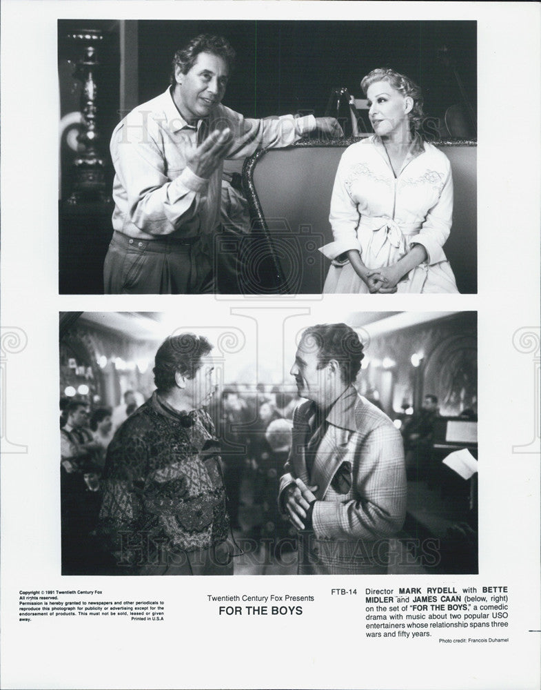 1991 Press Photo Film For The Boys Mark Rydell Bette Midler James Caan Twentieth - Historic Images