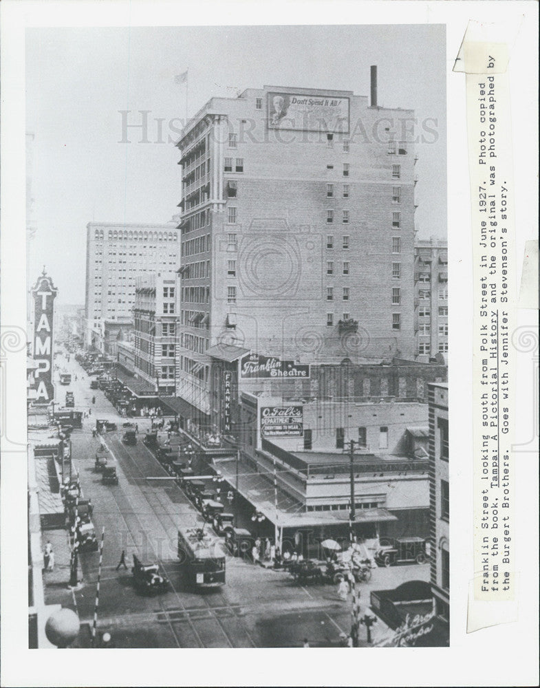 1992 Press Photo Busy Shoppers &amp; Heavy Traffic Franklin Street Tampa FL Aerial - Historic Images