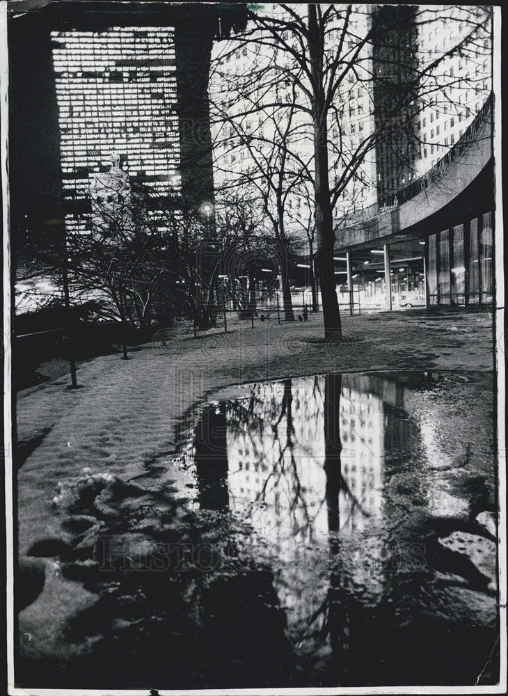 1977 Press Photo Snow/Chicago/Wrigley Building - Historic Images