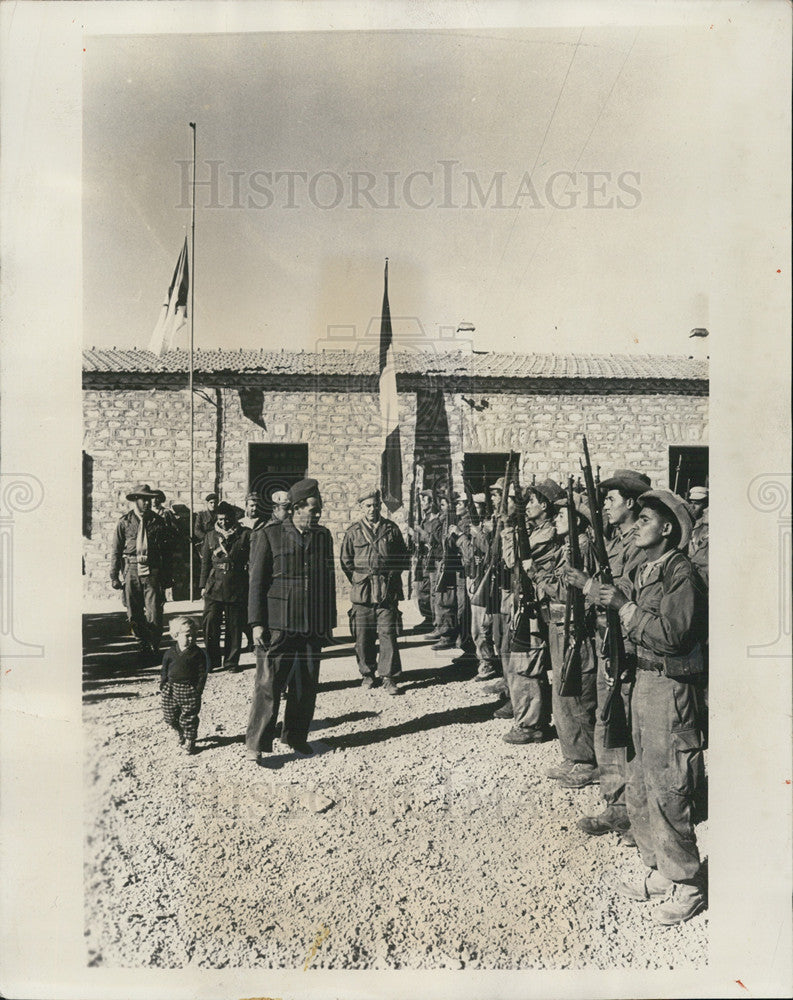 1958 Press Photo Aossen Inspects Troops As He Walks Besides His Father - Historic Images