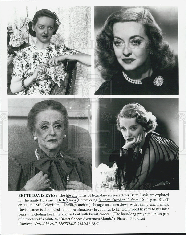 Press Photo Bette Davis In Photos From Her Broadway To Hollywood - Historic Images