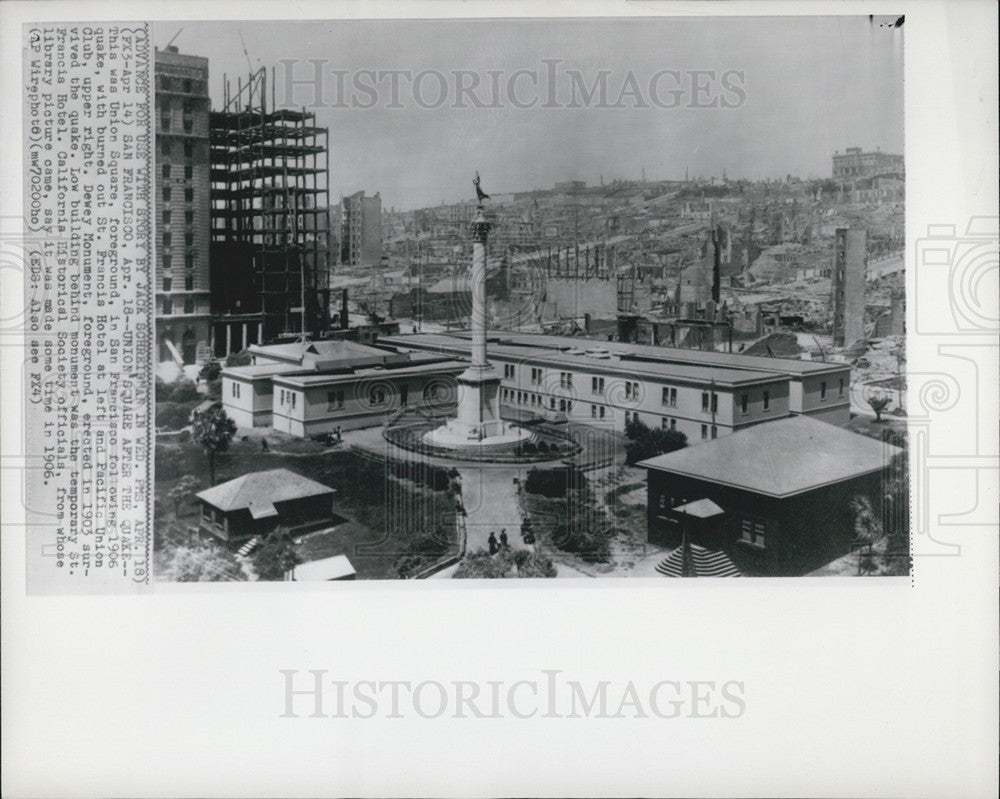 Press Photo Union Square After Earthquake - Historic Images