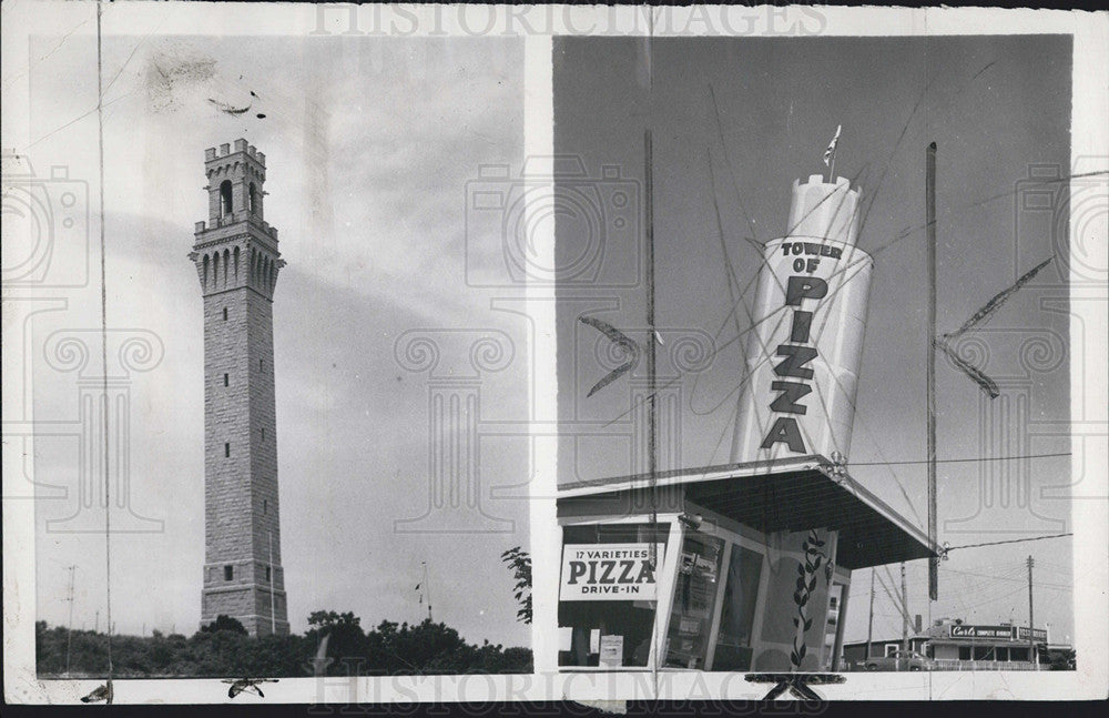 1956 Press Photo Monument &quot;Pilgrims Tower&quot; in Provincetown,Mass. - Historic Images