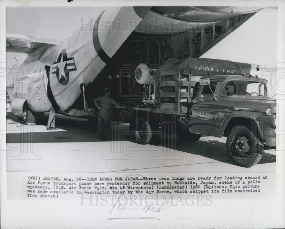 1960 Press Photo 3 Iron lungs being sent to Japan for Polio epidemic - Historic Images