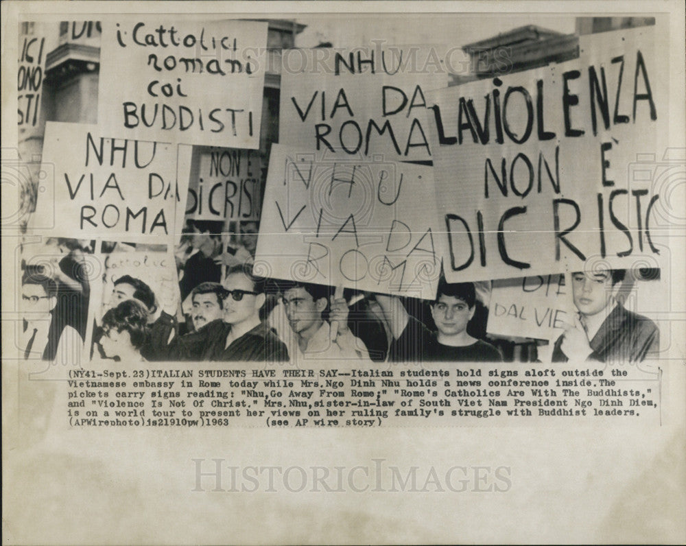 1963 Press Photo Italy Demonstration - Historic Images