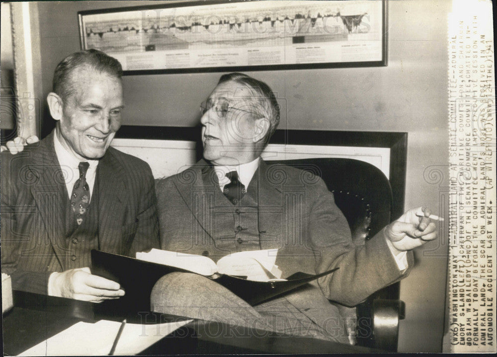 1941 Press Photo Admiral Emory S. Land (L) &amp; Sen. Josiah W. Bailey (D-NC) - Historic Images