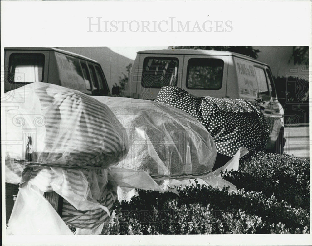 1985 Press Photo Florida plants covered because of cold weather - Historic Images