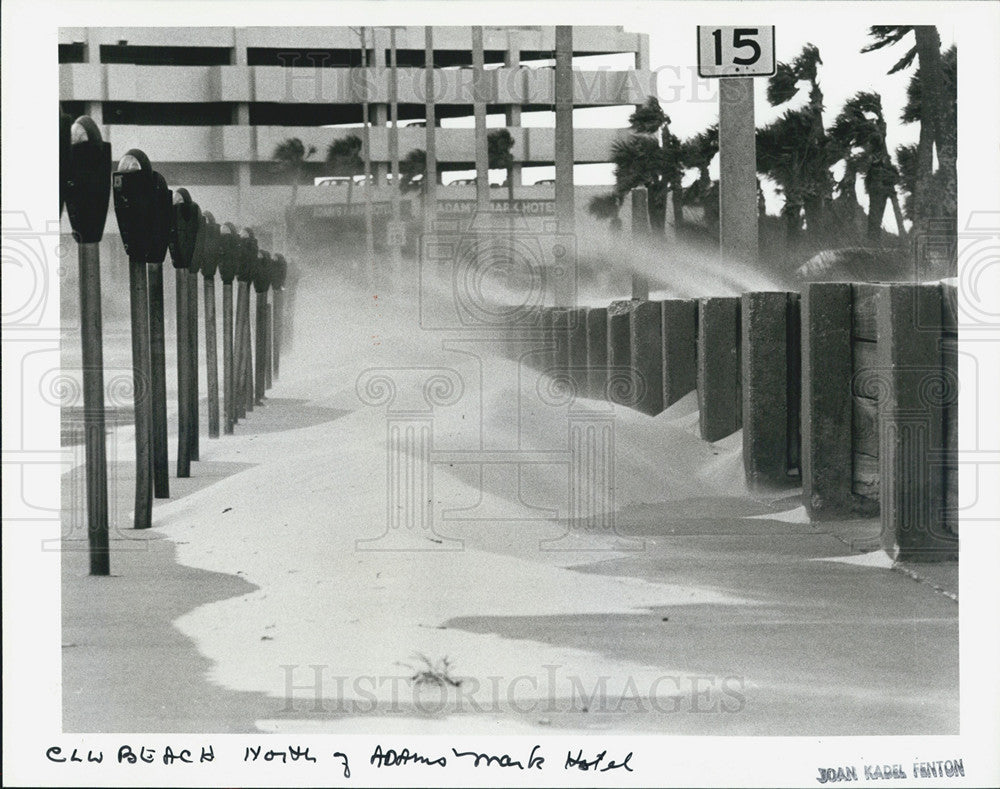 1966 Press Photo Windblown Sand Piles Near at Parking Meters Clearwater Beach FL - Historic Images