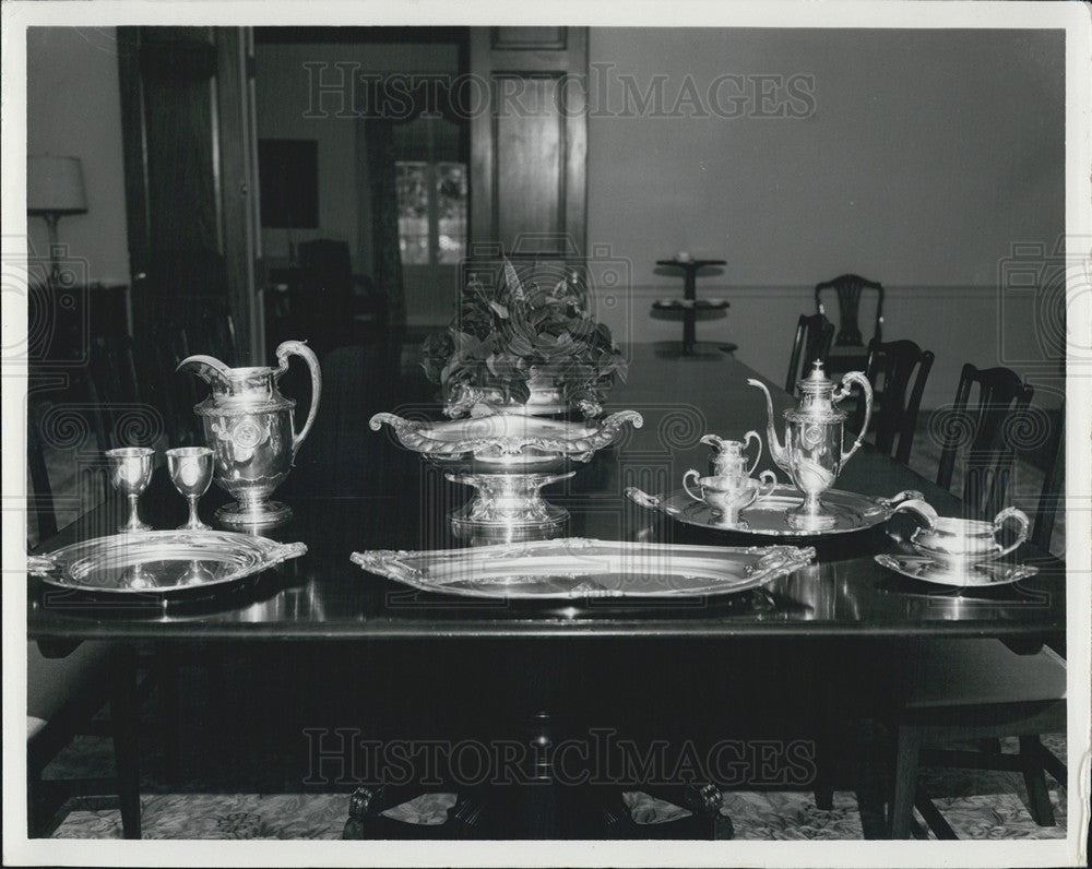 Press Photo Fancy Tableware Set At Florida Governor&#39;s Mansion - Historic Images