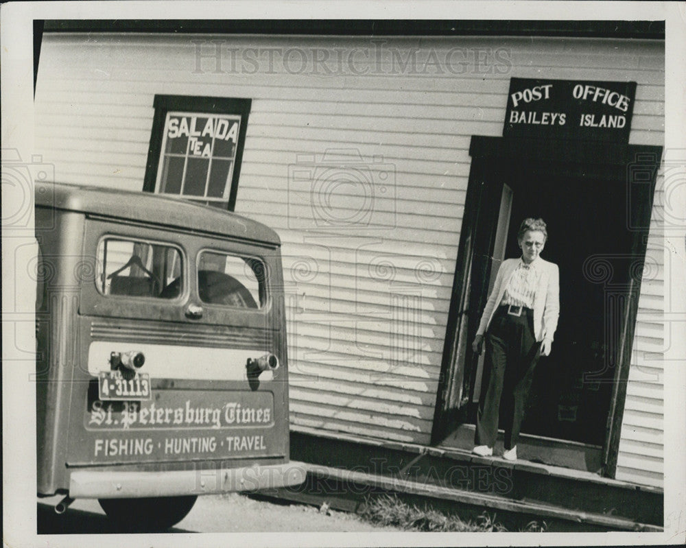 1949 Press Photo Post office &amp; truck in Baileys Island Florida - Historic Images