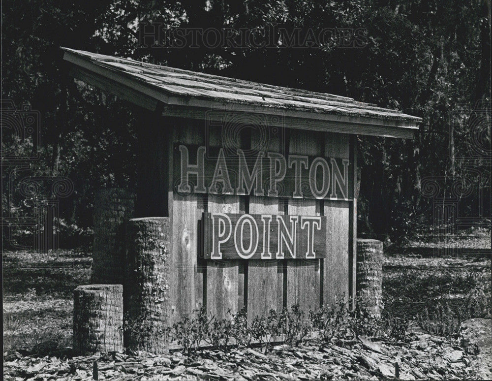 1979 Press Photo of the Hampton Point housing development sign in Floral City FL - Historic Images